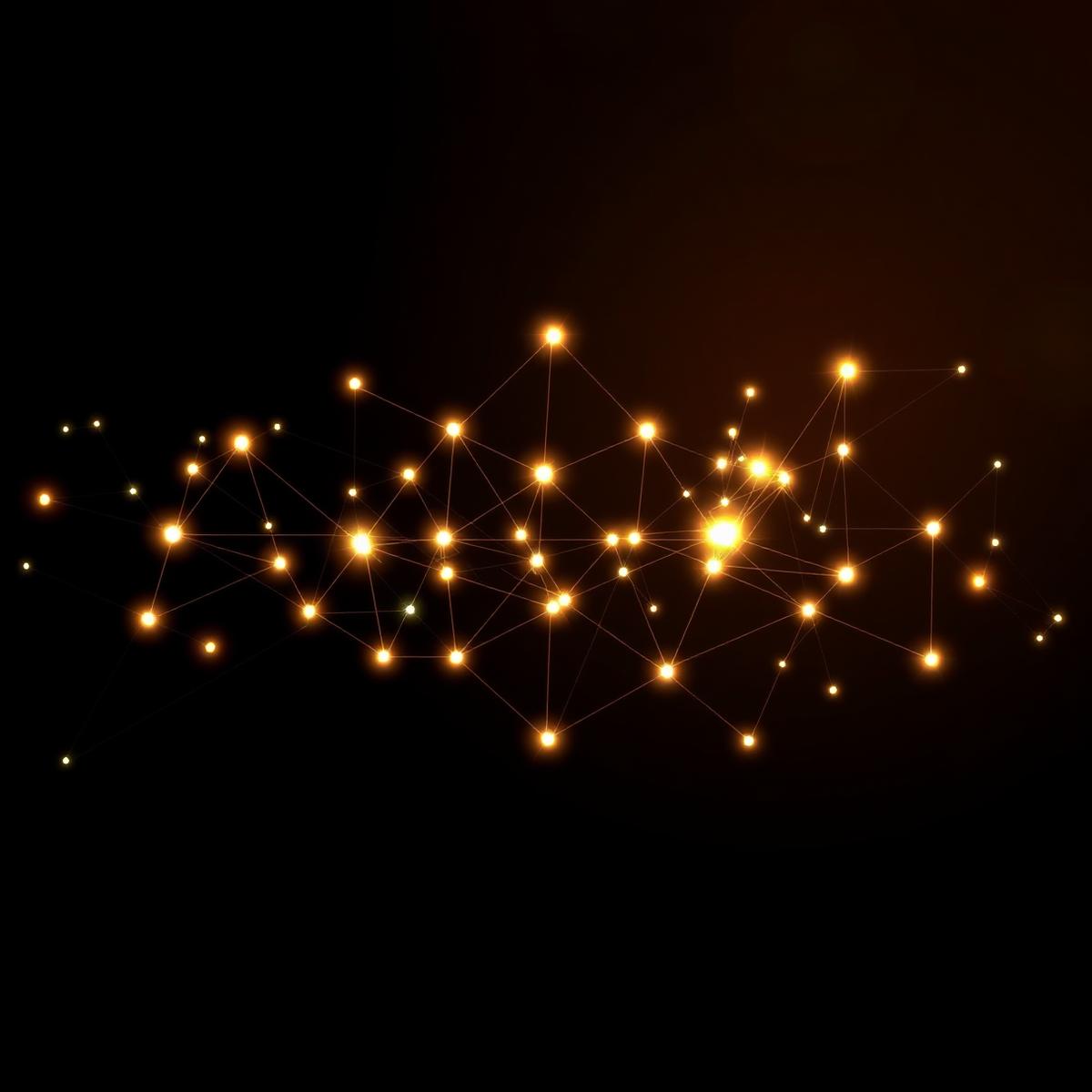 Glowing neural network graph representing an analytical model